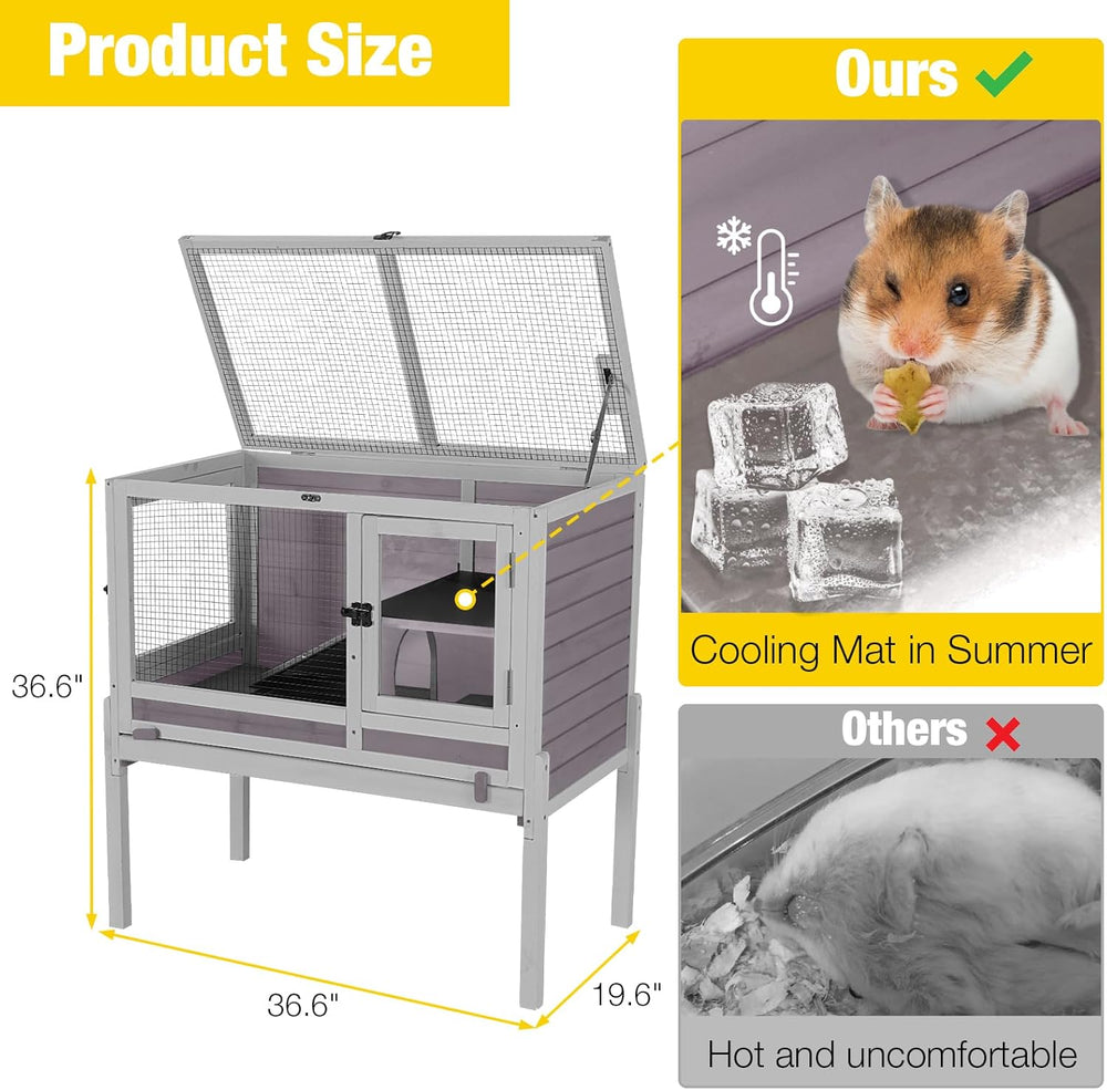 MEDEHOO Indoor Rabbit Hutch Guinea Pig Cage Wooden Small Animal Cages
