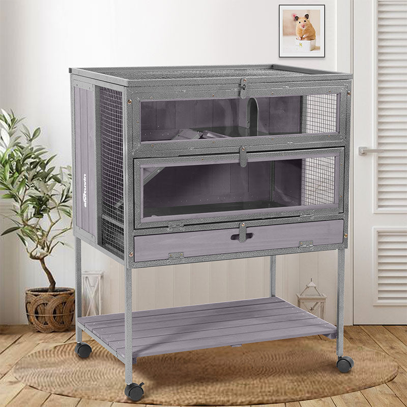 Aivituvin-AIR25 Anti-Chewing Wooden Hamster Cage | Metal Iron Frame