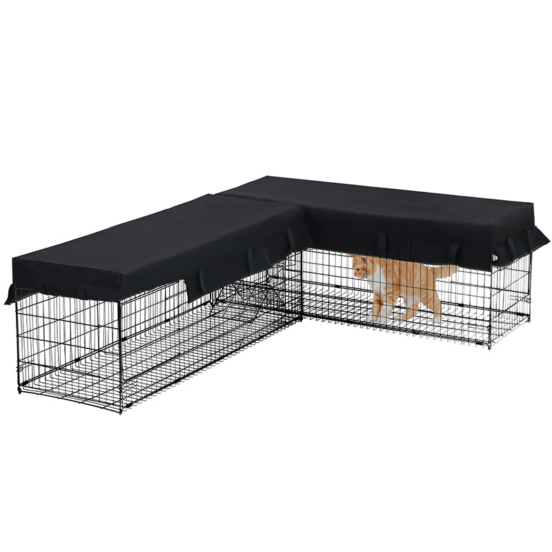 Aivituvin Durable Cat Tunnel with Waterproof Fabric Versatile Rust Proof and Compatible with Cat House Black