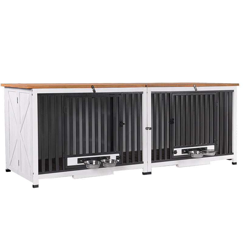 Large Indoor Wooden Dog Crate with Pull-Out Tray & Folding Design