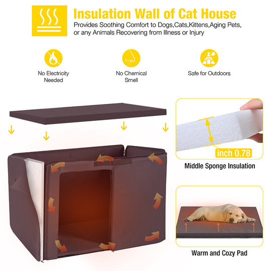 Aivituvin-AIR43-IN 43.3"L Insulated Large Wooden Dog House| Liner Inside
