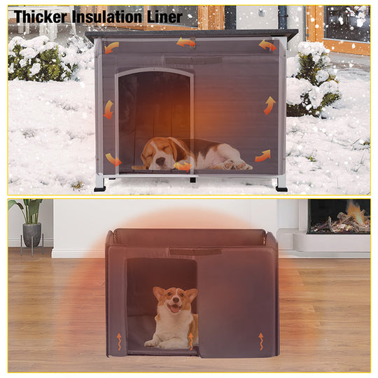 Aivituvin-AIR43-IN 43.3"L Insulated Large Wooden Dog House| Liner Inside