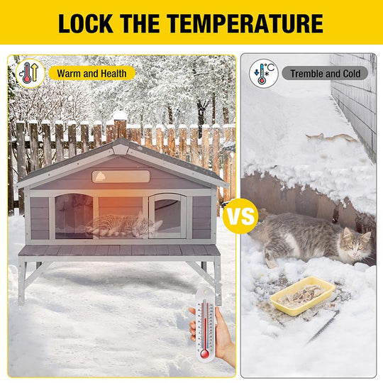 Aivituvin-AIR92-IN Insulated Outdoor Feral Cat House| Soft Liner Included