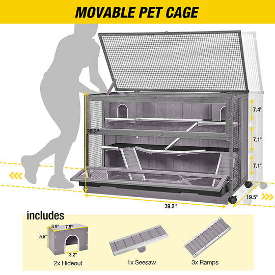 Aivituvin-AIR26 Hamster Cage | Guinea Pig Cage with Iron Frame (Inner Space 11ft²)