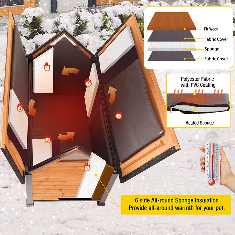 Aivituvin-AIR90-IN 46.3"L Insulated Outdoor Dog House| Liner Inside