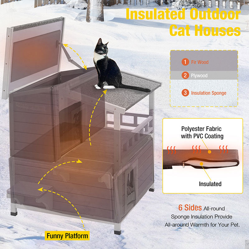 Aivituvin-AIR33-IN Insulated Cat House for Feral Cats| Warm Liner Inside