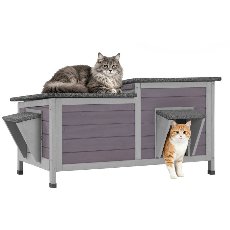 Two-Room Outdoor Cat House AIR93 with Opening Roof – Aivituvin