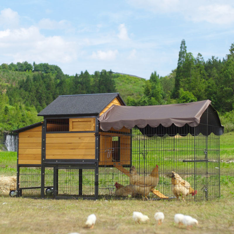 Aivituvin- AIR7006  Wooden Chicken Tractor with Metal Frame for 6-10 Chickens