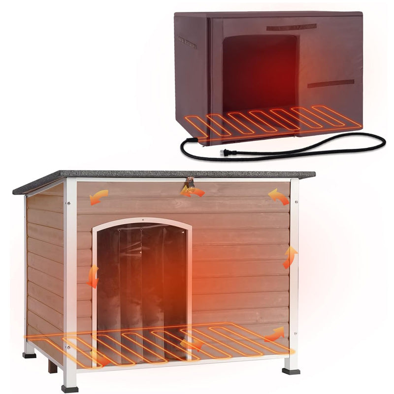 Outdoor Heated Dog House with Adjustable Temperature & Timer