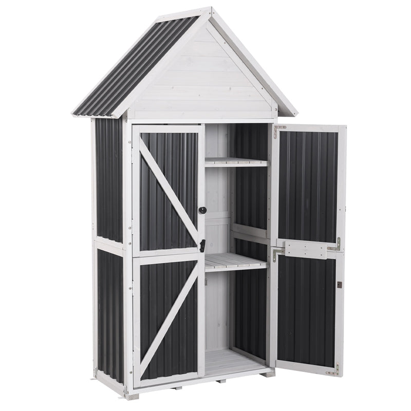 Outdoor Garden Storage Shed for Backyard, Waterproof Plastic Roof