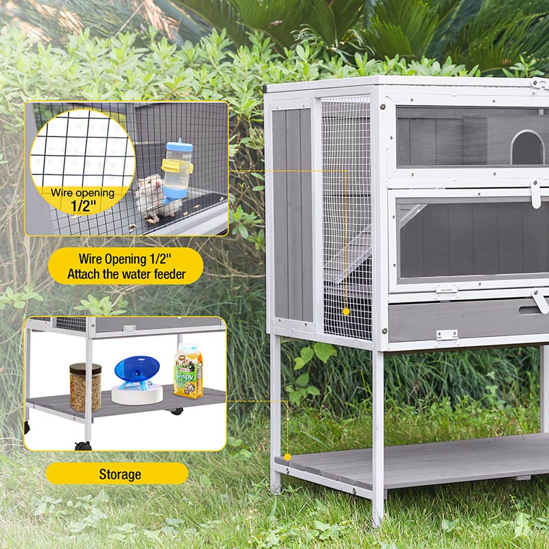 Aivituvin-AIR25 Anti-Chewing Wooden Hamster Cage | Metal Iron Frame