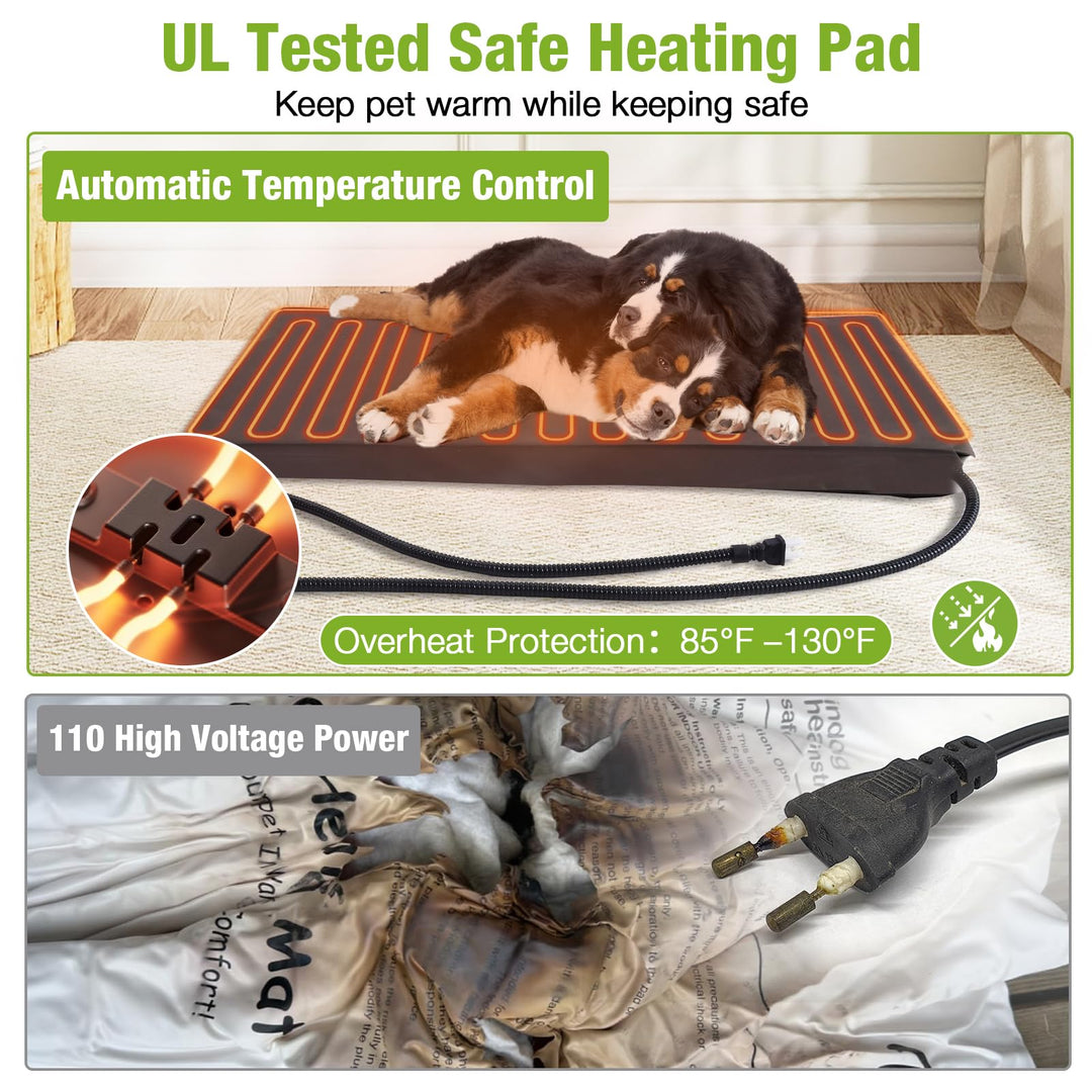 MEDEHOO AIR43-M-HP Heated Dog House with Heater and Insulated Liner, Outdoor Insulated Dog Kennel with Metal Frame Large Dog Crate for Medium to Large Dogs for Winter, 43.3" L Gray