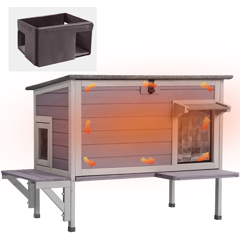 Premium Wooden Cat House for Feral and Stray Cats - Insulated