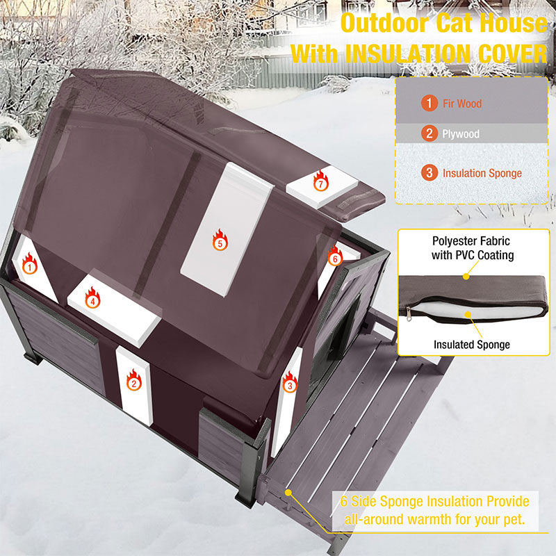 Aivituvin-AIR80/81/87-IN 32.9"L/37.4"L Insulated Dog House with Liner Inside| Iron Frame