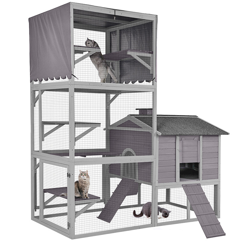 Morgete Outdoor Cat House 90 H Catio Large Cat Enclosure Deformation Weatherproof Cat Run