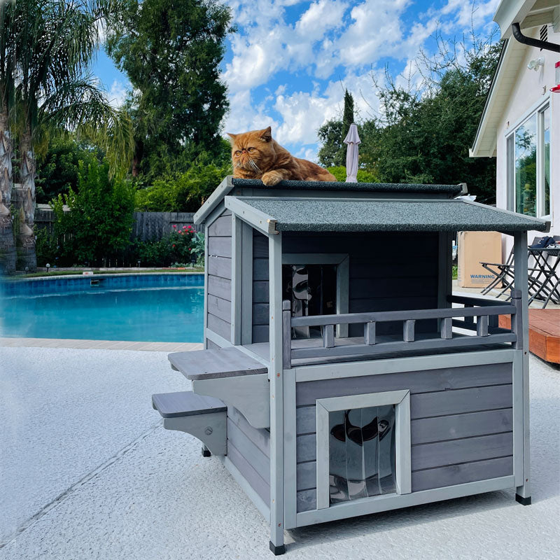 Aivituvin-AIR33 Outdoor Cat House, Indoor Wooden Cat House (Inner space 10.9 ft²)