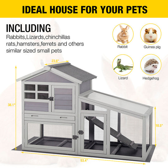 MEDEHOO Large Rabbit Hutch Bunny Cage Wood Chicken Coop with Wire Mesh