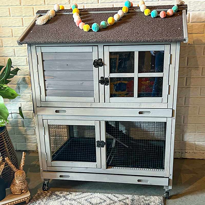 Aivituvin-AIR15 Outdoor Rabbit Hutch | Wire Bottom Rabbit Cage (Inner Space 9.6ft²)