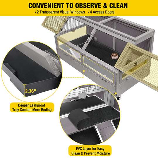 Morgete Wooden Hamster Cage for Guinea Pig, Chinchilla, Rat, Small Animal, 5.4 Square FT