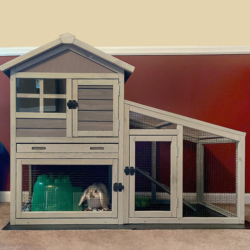 MEDEHOO Large Rabbit Hutch Bunny Cage Wood Chicken Coop with Wire Mesh