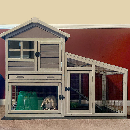 MEDEHOO Large Rabbit Hutch Bunny Cage Wood Chicken Coop with Wire Mesh