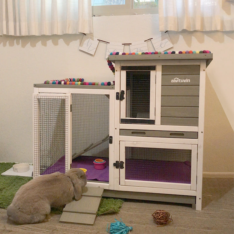 Aivituvin Rabbit Hutch Wire Bottom Rabbit Cage