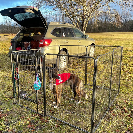 MEDEHOO Dog Playpen Indoor Dog Pen Outdoor Puppy Fence 8 Panels Pet Playpen with Doors for Large/Medium/Small Dogs (8 Panels,39 Inch AIR51-N-WM