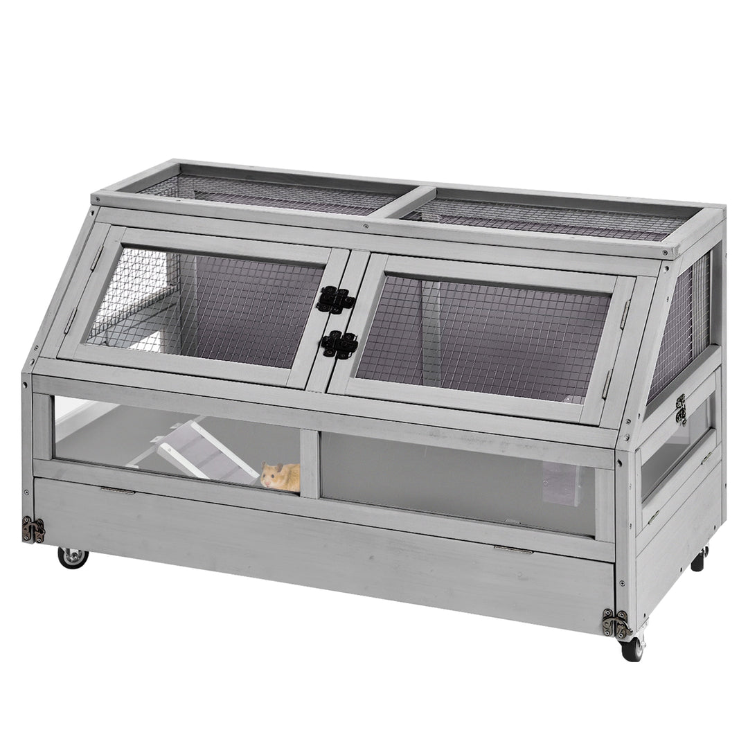 MEDEHOO Guinea Pig Cage with Trays Anti-Chewing Hamster House Indoor Small Animal Cages