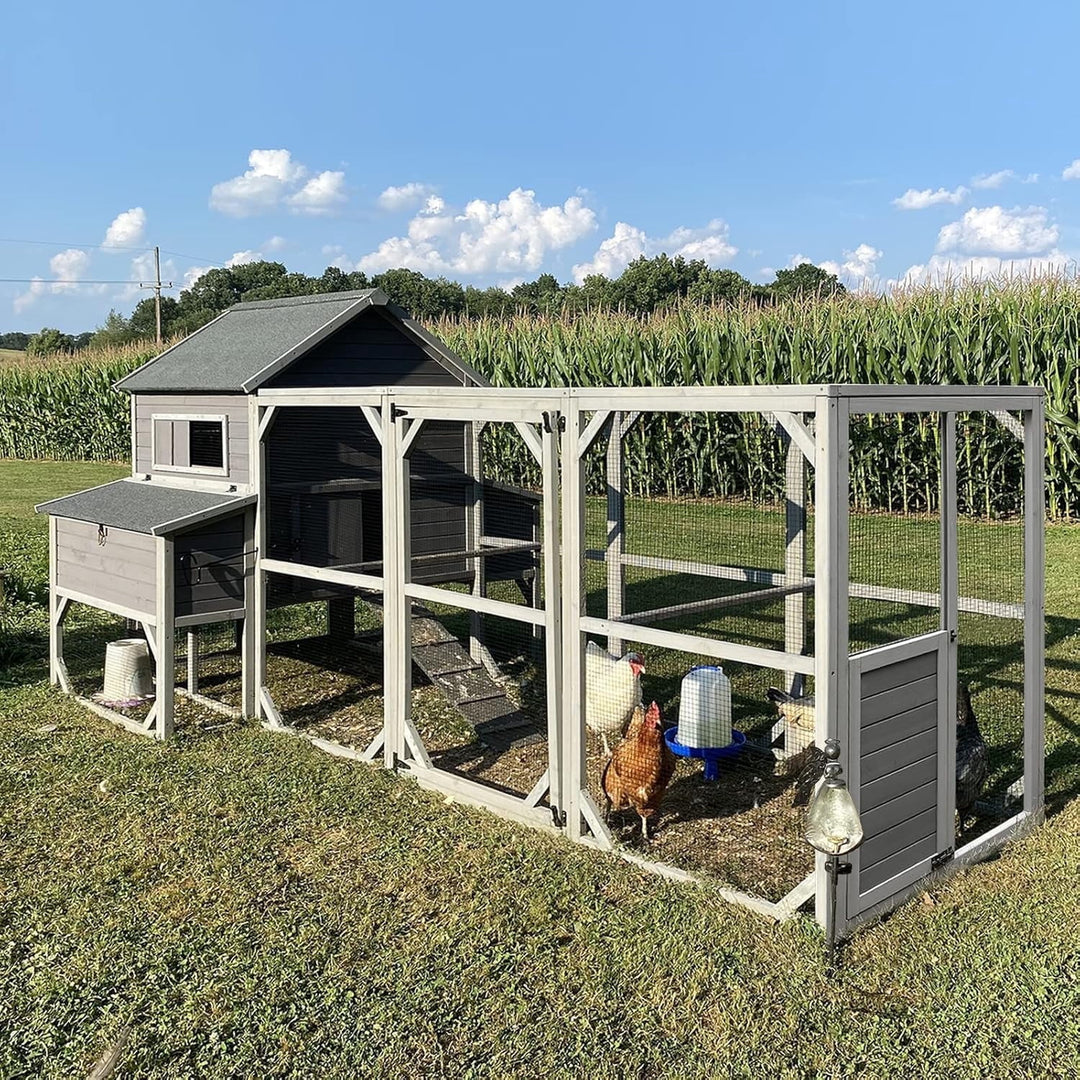 MEDEHOO Chicken Coop 55ft² Large Chicken House with Run Wooden Hen House Poultry Cage with 6 Large Nesting Boxes,10-15 Chickens AIR46-1