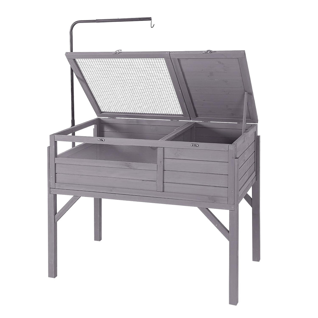 MEDEHOO Tortoise Habitat Turtle Enclosure,Large Wooden Reptile Cage with Detachable Legs,Indoor Outdoor Turtle Box for Small Animals AIR70-00J-WM