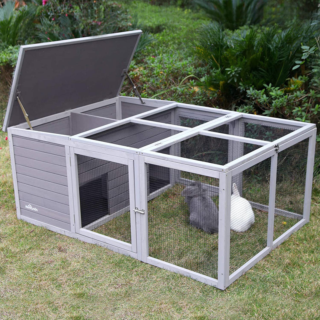 MEDEHOO Wooden Chicken Coop with Run Rabbit Hutch Bunny Cage for Small Animals Indoor