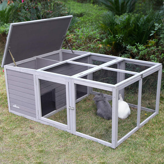 MEDEHOO Wooden Chicken Coop with Run Rabbit Hutch Bunny Cage for Small Animals Indoor