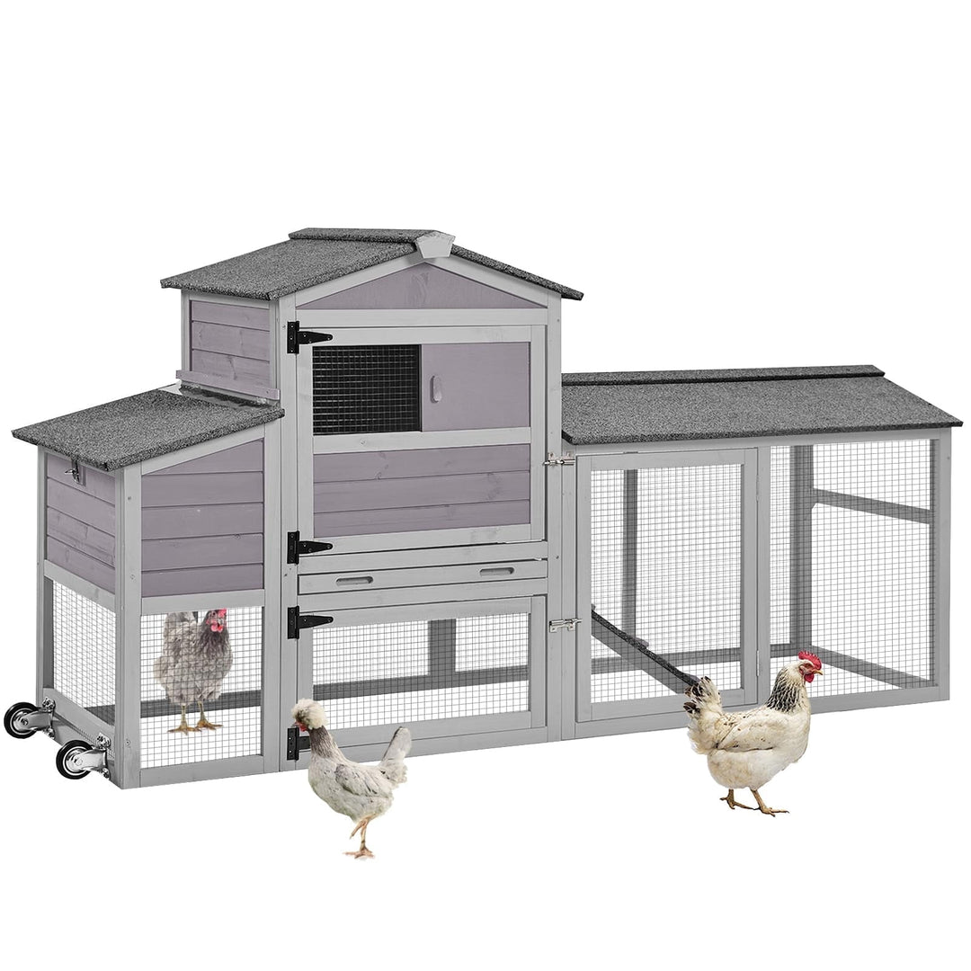 MEDEHOO Mobile Chicken Coop with Nesting Box, Outdoor Hen House Poultry Cage with Casters X-Large AIR61-U