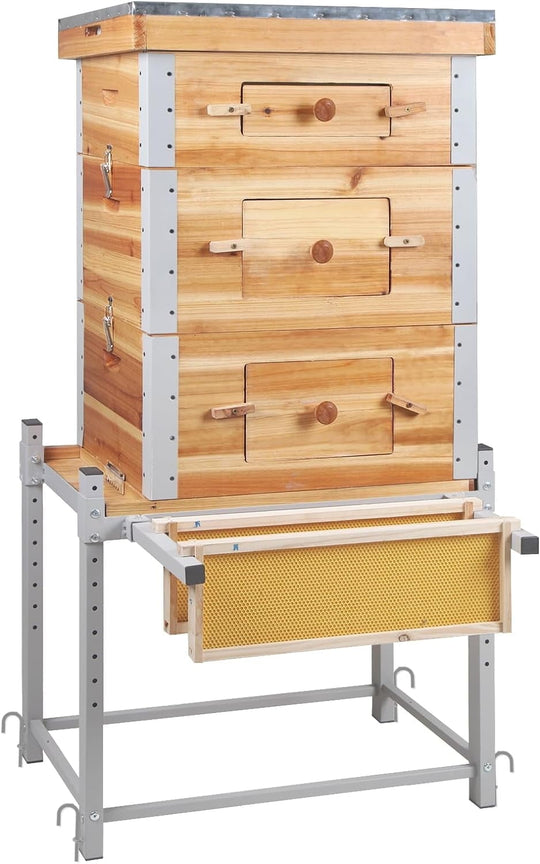 MEDEHOO Bee Hive Boxes Upgrade All -Around Metal Beehive Bee Castle Coated with 100% Beeswax