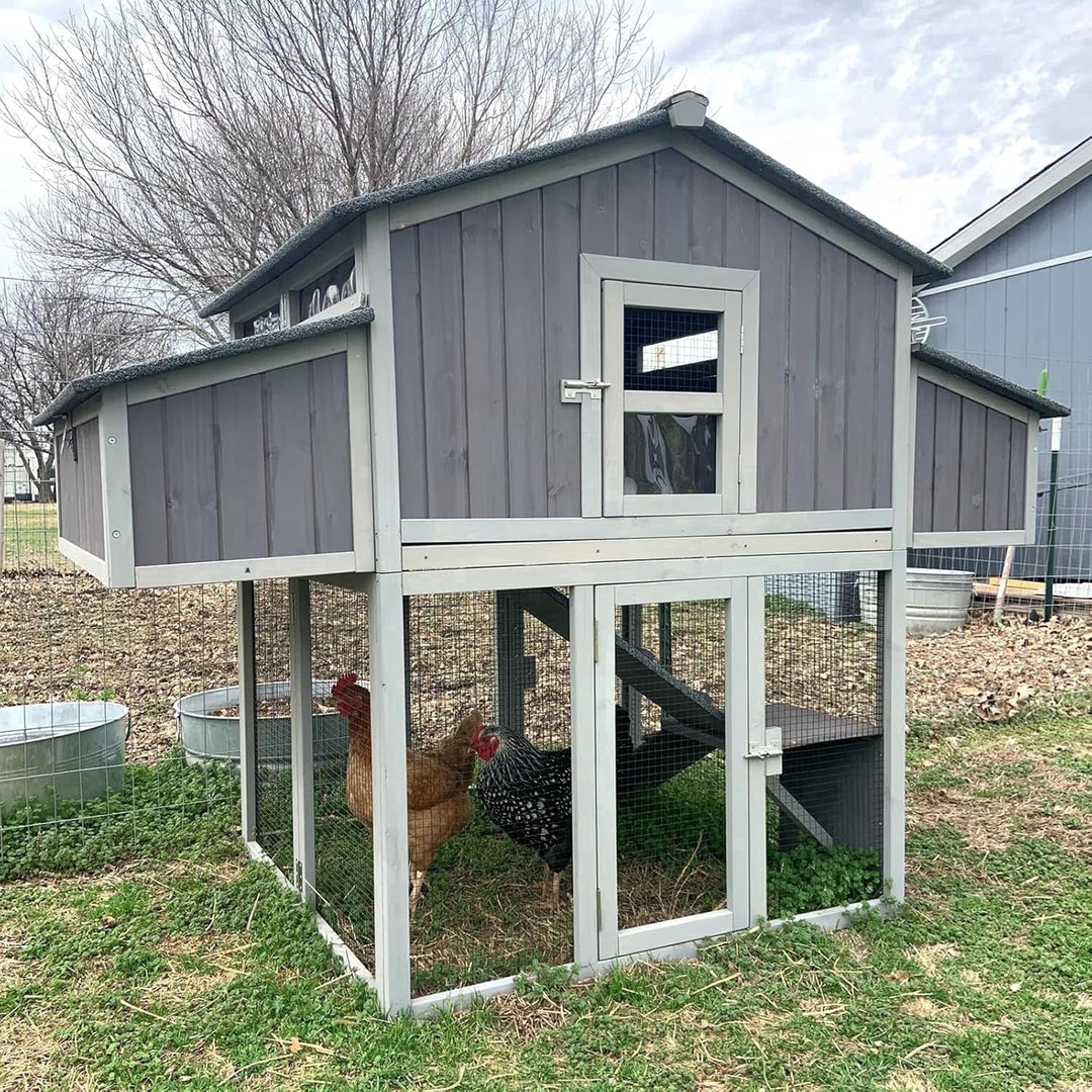 MEDEHOO Chicken Coop Large Poultry Cage with Strong Iron Edge Chicken House with Nesting Box Easy to Set Up Portable Chicken Coop for 6 8 Chickens