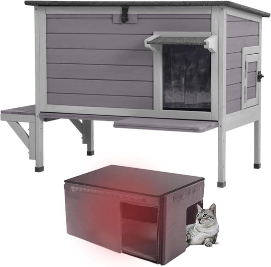 MEDEHOO Outdoor Cat House with Insulated Liner, Insulated Cat House Weatherproof Feral Cats Shelter for Outdoor Indoor Cats