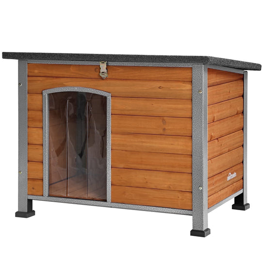 MEDEHOO Wooden Dog House Anti-chewing Kennels for Outdoor &amp; Indoor, Browm, Medium