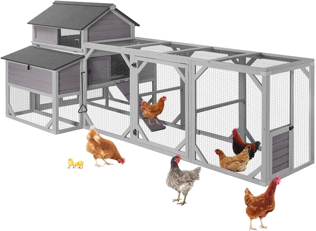 BUTINGLALE Large Outdoor Chicken Coop with Run, Multi-Level Hen House, Weatherproof Roof, Predator-Resistant Design &amp; 6 Nesting Boxes for 8-10 Chickens, 41 sq.ft AIR46-M-MA-WM