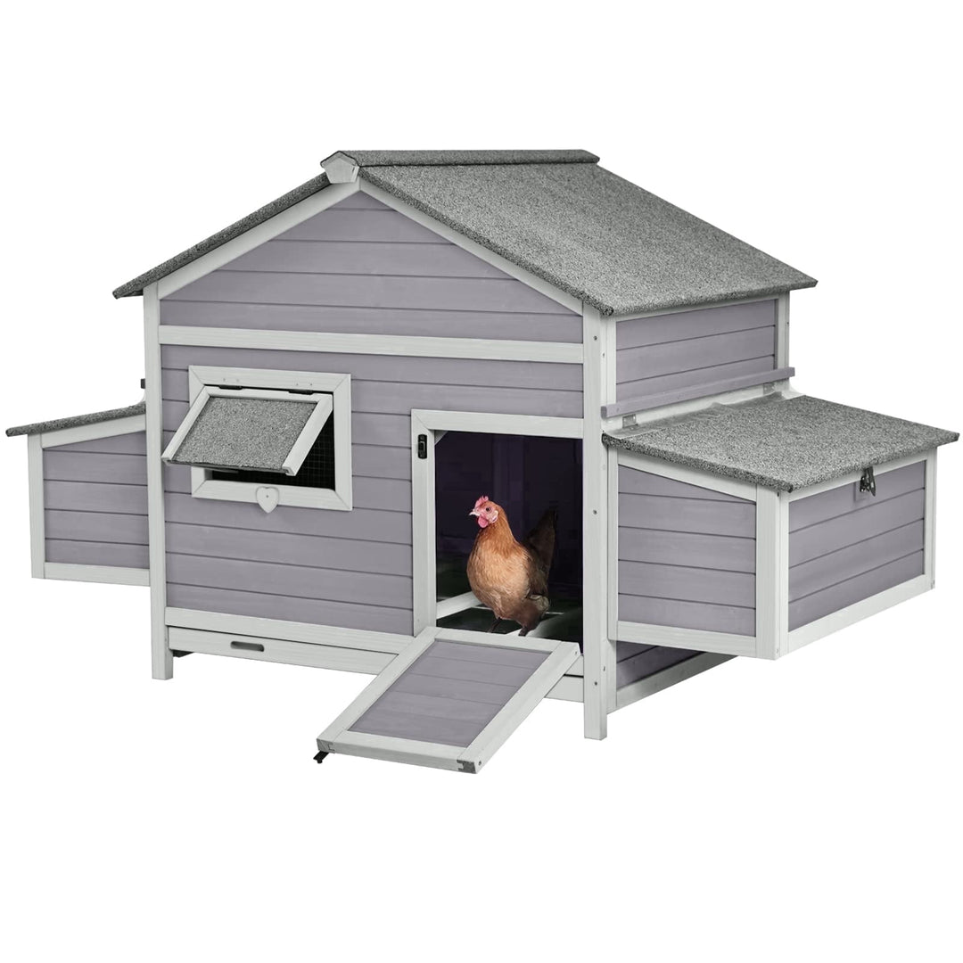 MEDEHOO Chicken Coop Outdoor Hen House Duck Coop Rabbit Hutch Wooden Poultry Cage with 3 Perches,2 Sides Large Nesting Boxes