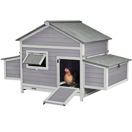 MEDEHOO Chicken Coop Outdoor Hen House Duck Coop Rabbit Hutch Wooden Poultry Cage with 3 Perches,2 Sides Large Nesting Boxes