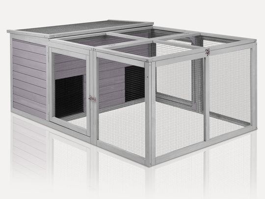 MEDEHOO Chicken Coop Large Wooden Rabbit Hutch Indoor Outdoor with 2 Living House ANG PVC Layer for Chicken, Hutch, Ducks AIR28-H