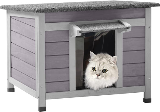MEDEHOO Outdoor Cat House Feral Cat Enclosure, Small Pet House Rainproof Cat House