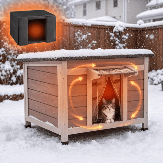 MEDEHOO Outdoor Insulated Cat House, Cat Shelter with Insulated Liner, Winter Cat Shelter Outdoor