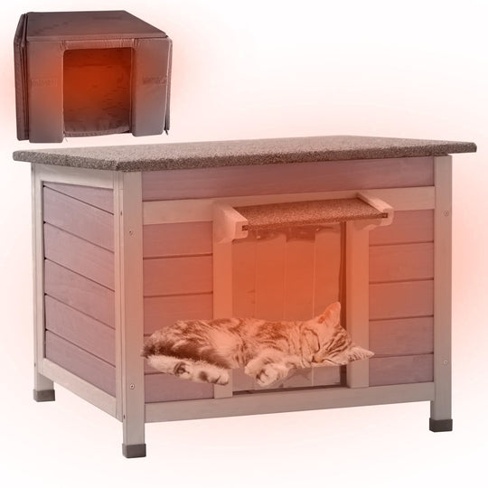 MEDEHOO Cat House Outdoor Dog House with Insulation Liner Rabbit Hutch Feral Kitty Shelter for Outdoor Cats Cat Shelter for Winter