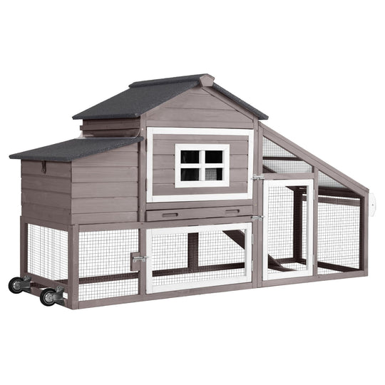 BUTINGLALE Outdoor Mobile Chicken Coop with Wheels Hen House with Nesting Box Wooden Bunny Cage Large Duck House with Run UV Roof Rabbit Hutch(Brown) AIR23-C-N
