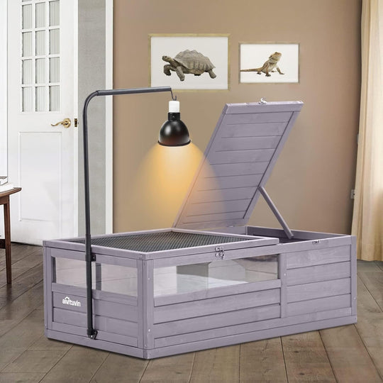 MEDEHOO Tortoise House Wooden Tortoise Enclosures, Indoor Tortoise Habitat Outdoor Reptile Cage -Upgrade Version