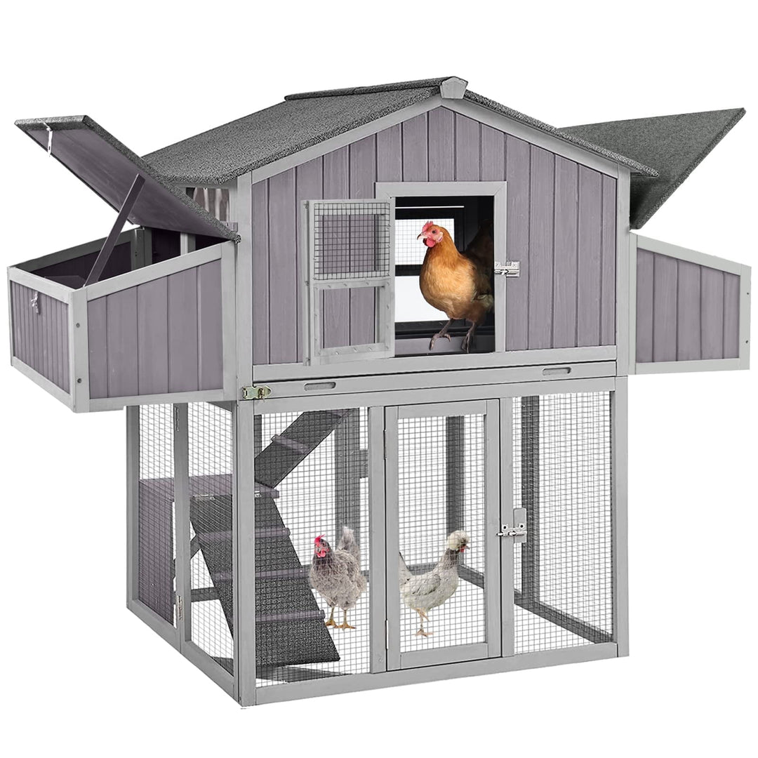 MEDEHOO Chicken Coop Folding Chicken House, Hen Coop Poultry Cage for 2-4 Chickens, Foldable Hen House 26ft² Multi-Levels, Easy to Set Up AIR66-U