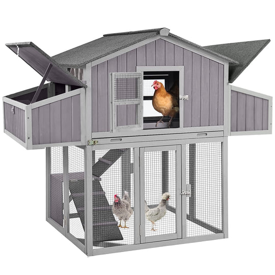 MEDEHOO Chicken Coop Folding Chicken House, Hen Coop Poultry Cage for 2-4 Chickens, Foldable Hen House 26ft² Multi-Levels, Easy to Set Up AIR66-U