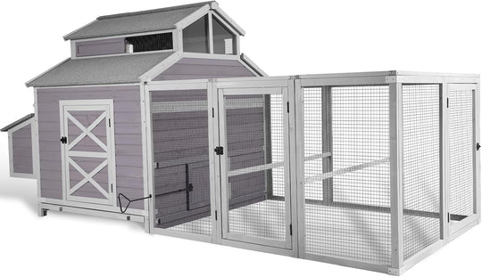 MEDEHOO Chicken Coop Large Hen House for 8-10 Chickens Wooden Poultry Cage with Run and Nesting Box 115in AIR49-N
