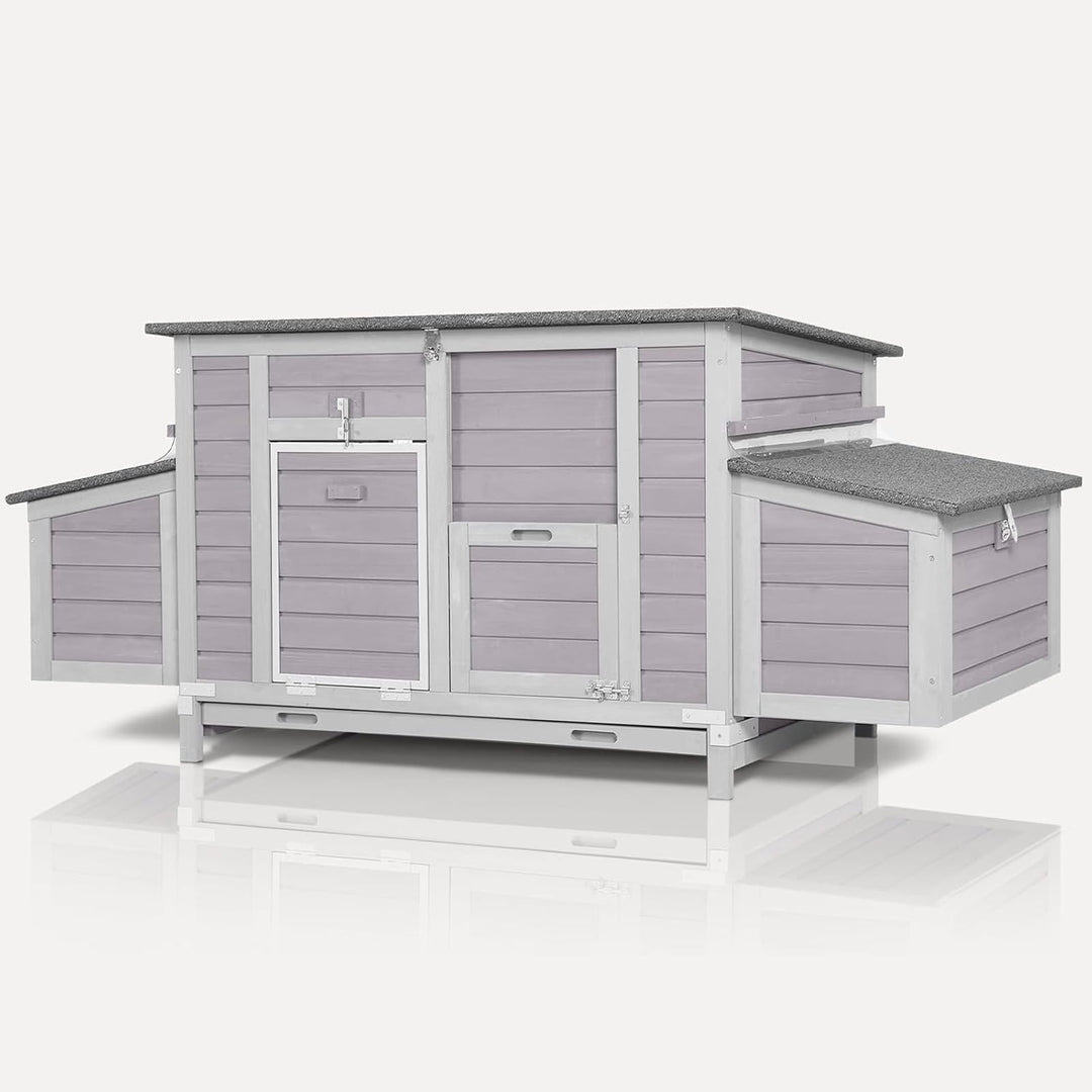 MEDEHOO Chicken Coop Large Expandable Chicken House for Outdoor with Two Nesting Box, Leakproof Pull-on Tray and UV-Resistant Roof Panel AIR69-Q-WM